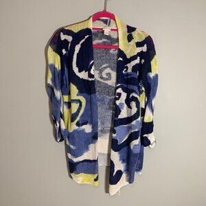 Chico's short‎ sleeve linen cotton blend open front lightweight cardigan sweater